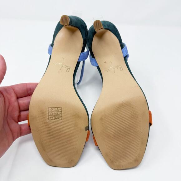 Boden Color Block Suede Strappy Stiletto Heels Women's EU 37/US Size 6 Open Toe - Picture 6 of 9